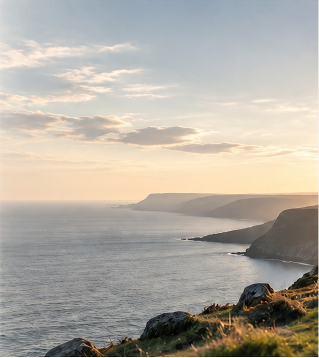 Weite Küstenlandschaft mit Blick zum Horizont
